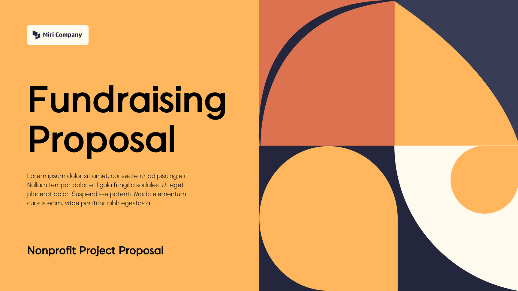 Orange And Cream Abstract Fundraising Proposal Presentation