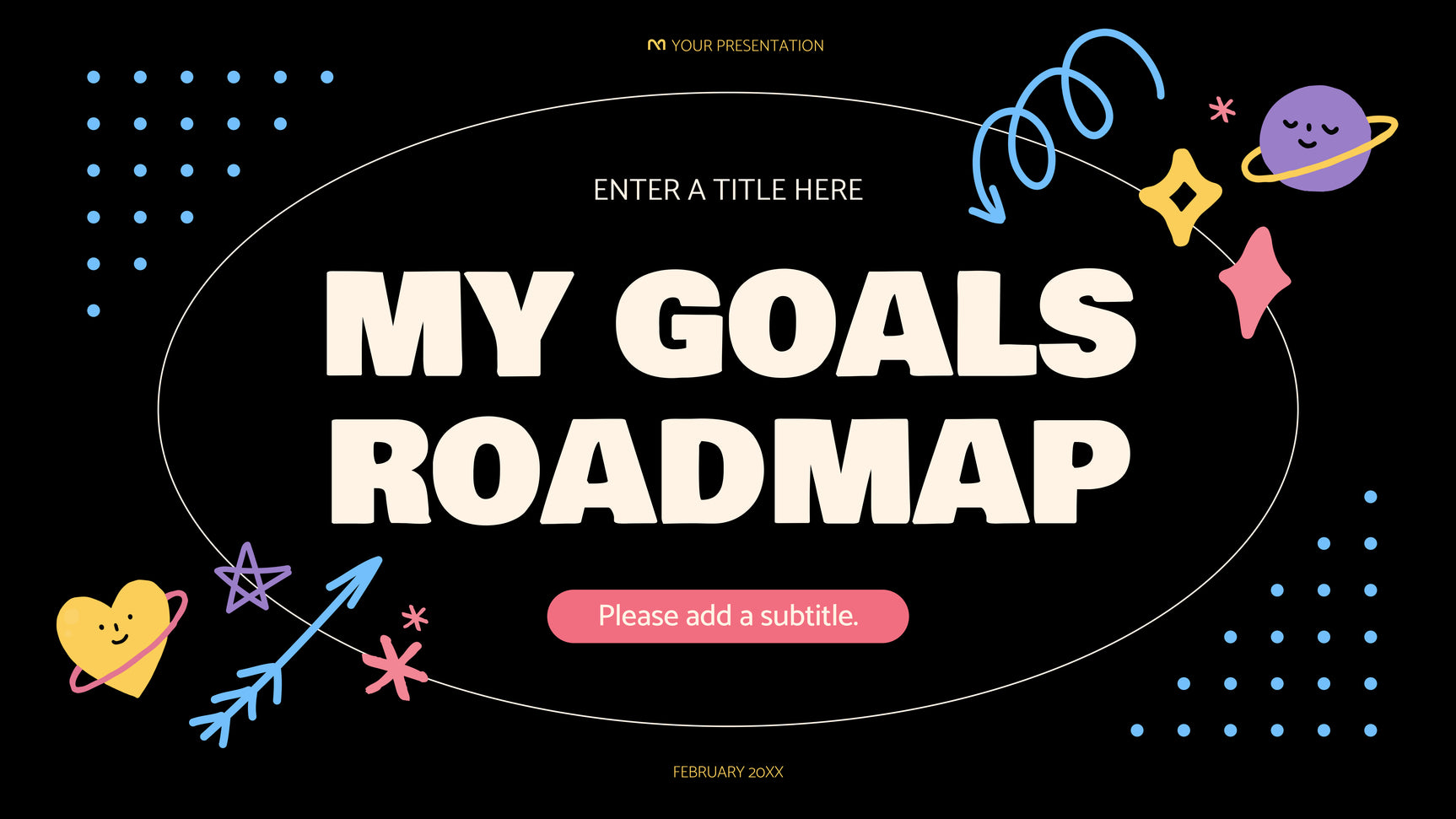 Black Cute Playful Roadmap Presentation