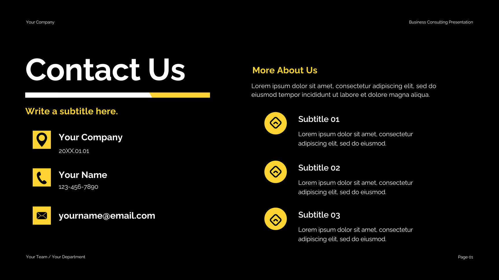 Black Yellow Modern Business Consulting Presentation