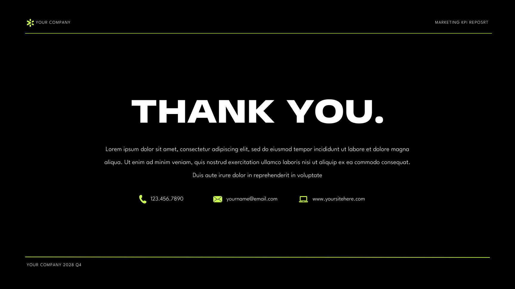 Black Green Modern Marketing KPI Report Presentation