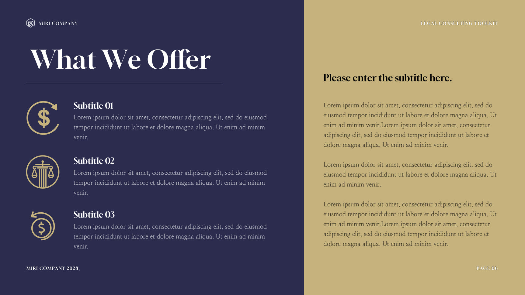 Navy and Gold Modern Legal Consulting Toolkit Presentation