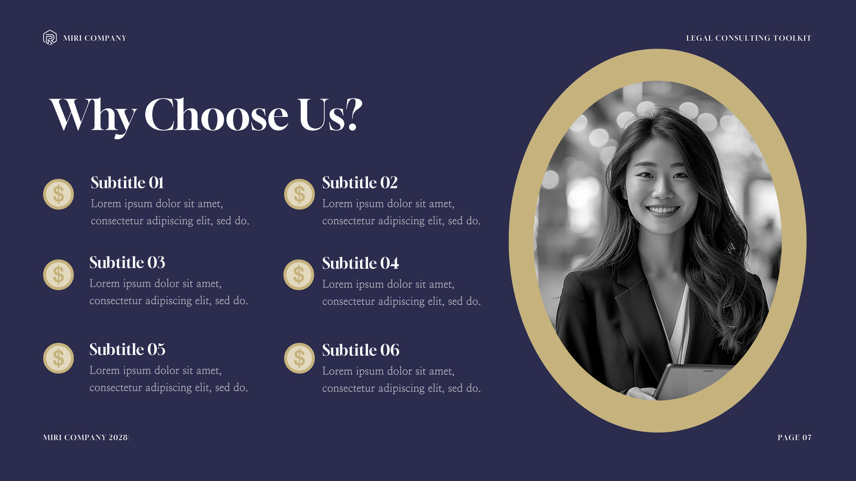Navy and Gold Modern Legal Consulting Toolkit Presentation
